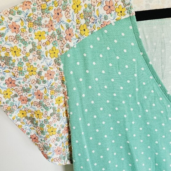 Matilda Jane Dream Chasers Free To Be Top Floral Green Polka Dot Womens L Button - Picture 4 of 9